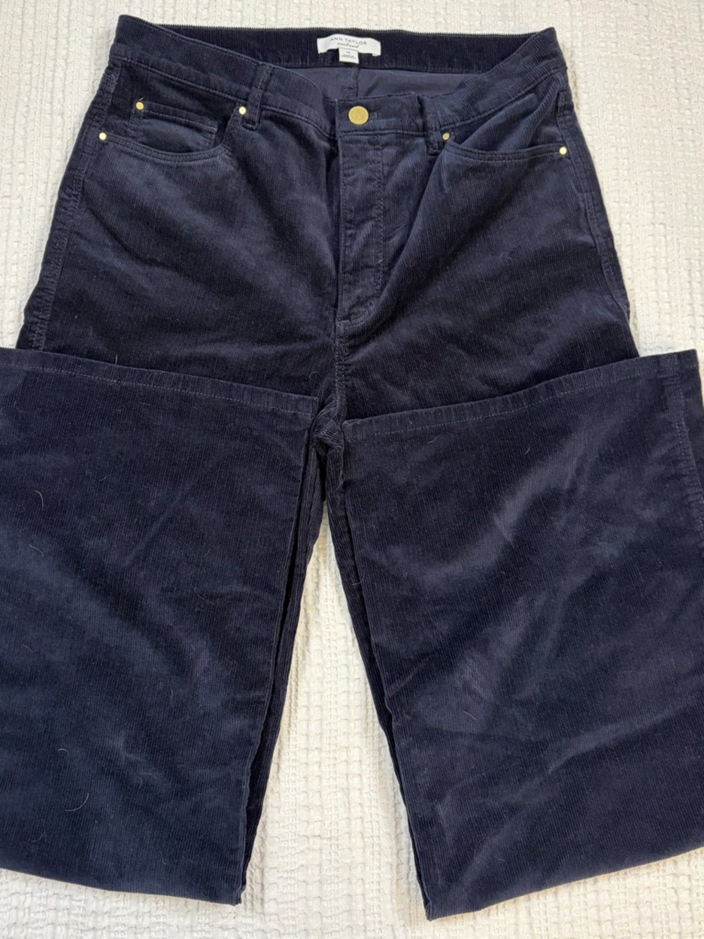 Anne Taylor -winter 2025- Dark Navy Corduroy Wide-Leg Pants-size 10